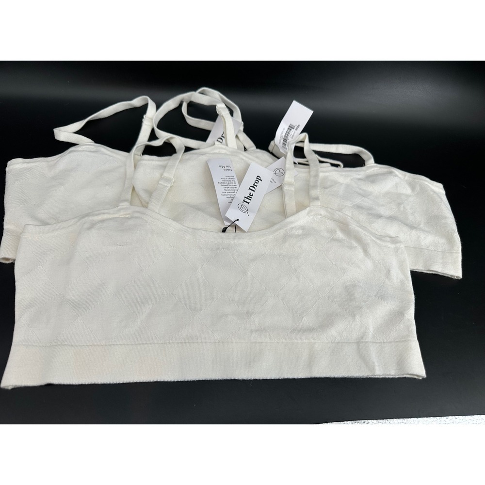 (3) The Drop Women's Abigail Textured Sweater‎ Bralettes Sz large IVORY